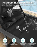 Aluminum Chaise Lounge Chair Outdoor, Foldable & Assembly Free Patio Pool Lounge Chairs 5-Position Recliner for Outside Poolside, Fully Grounded Legs Sun Lounger for Beach, Yard, Black