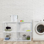 Gracious Living 3 Pack Light Duty Storage Shelves, Knect-A-Shelf 3-Shelf Ventilated Shelving Rack Organizer for Home, Garage, Basement, Laundry, White