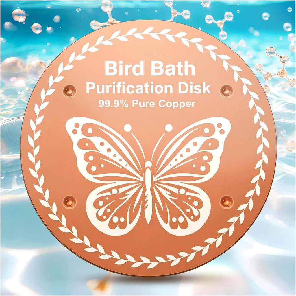OICEME Bird Bath Purification Disk Pure Copper Outside Solar Power Wild Hummingbird Hanging Bowl Metal Warmer Humming Cleaner Pedestal Outdoor Feeder Cage Dispenser Women Gift