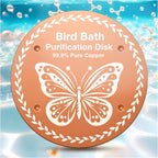 OICEME Bird Bath Purification Disk Pure Copper Outside Solar Power Wild Hummingbird Hanging Bowl Metal Warmer Humming Cleaner Pedestal Outdoor Feeder Cage Dispenser Women Gift