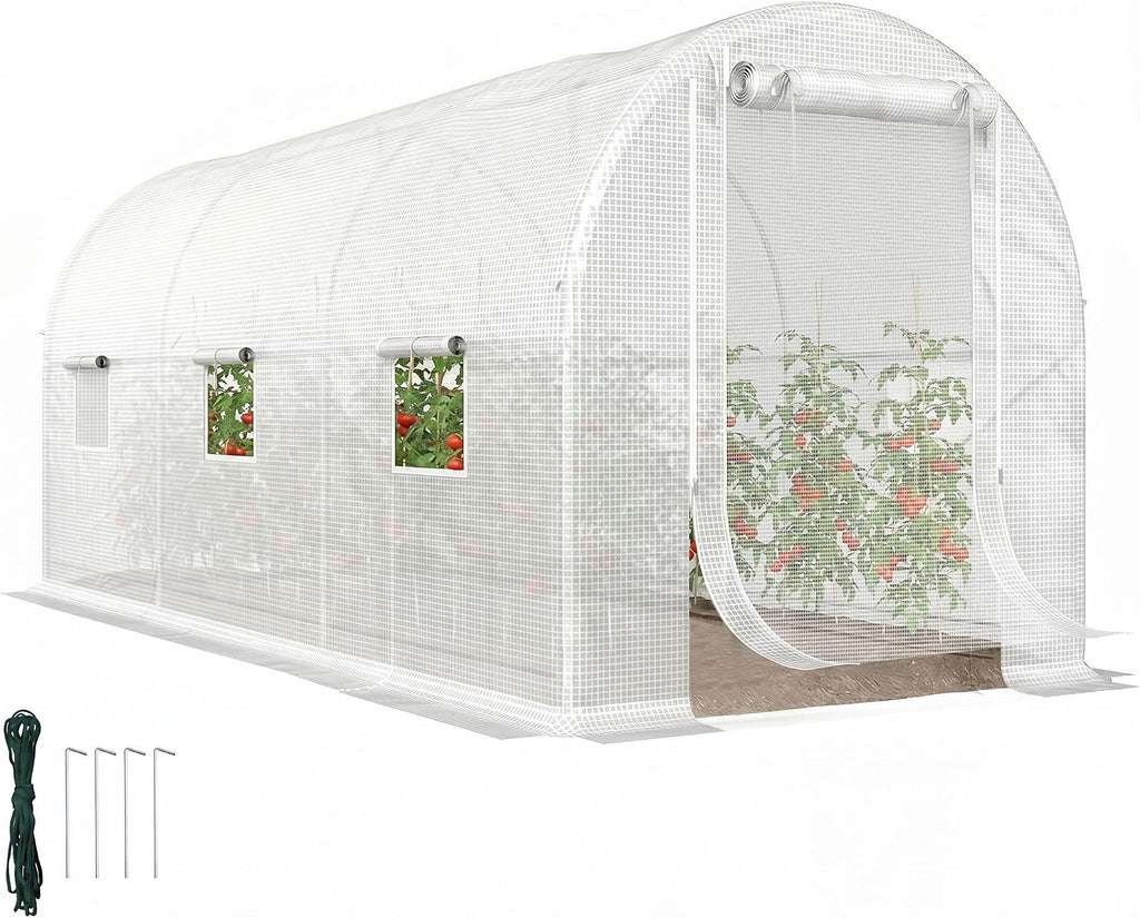 outsunny 14.6'x6.5'x6.6' hoop house greenhouse with 2 support, main product view