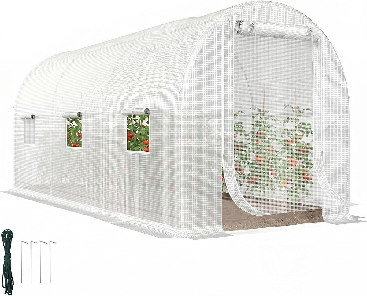 outsunny 14.6'x6.5'x6.6' hoop house greenhouse with 2 support, main product view