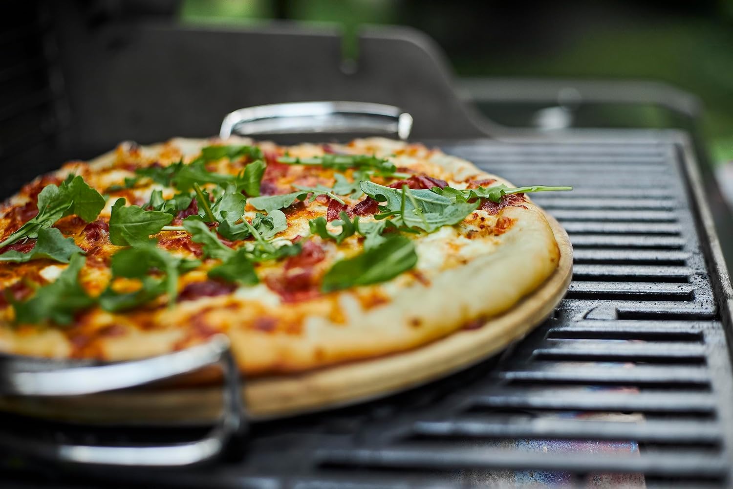 Weber® Gourmet BBQ System Pizza Stone with Carry Rack, 16.7" | Cordierite Stone for Crispy Pizza on Weber® Grills - Grill Accessories