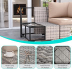 12-Piece Outdoor Patio Furniture Set Wicker Sectional Sofa Set, Patio Conversation Set with Thickened Cushions & Coffee Table for Garden, Backyard, Poolside, Sand