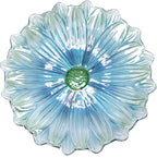 MUMTOP Outdoor Glass Bird Bath with Metal Stand for Yard Garden Decor, Blue | 18 Inch Diameter 21 Inch Height Outdoor Large Blue Flower Bird Baths Bowl for Backyard Lawn Garden Decoration