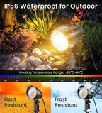 MEIKEE 7W LED Landscape Lights, 12V/24V Low Voltage Landscape Lighting IP66 Outdoor Spotlights Warm White Garden Lights with Connectors for Pathway Yard Patio 12 Pack