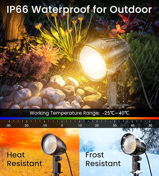 MEIKEE 7W LED Landscape Lights, 12V/24V Low Voltage Landscape Lighting IP66 Outdoor Spotlights Warm White Garden Lights with Connectors for Pathway Yard Patio 12 Pack