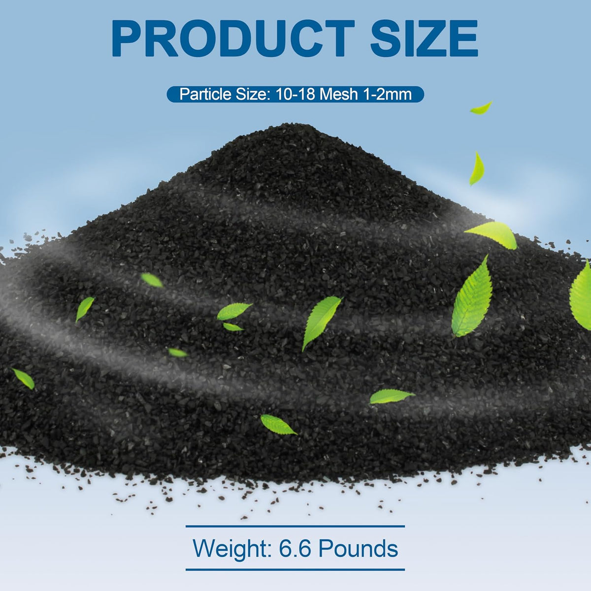 6.6 lbs coconut hull granular activated carbon for, close-up detail