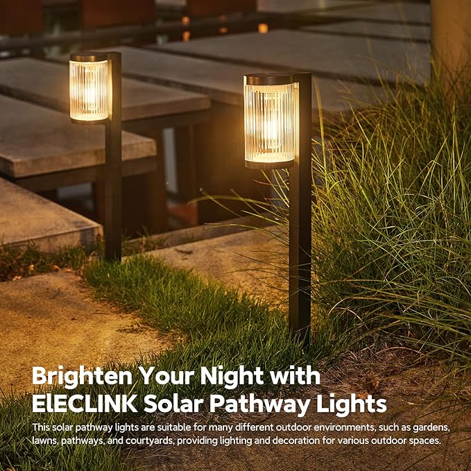 Solar Pathway Lights Outdoor, 6 Pack Upgraded Outdoor Solar Lights for Outside Super Bright Up to 12Hrs, IP65 Waterproof Solar Garden Lights for Yard Path Walkway Decor Landscape Lighting
