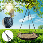 Platform Bird Feeder，11 inch Large Metal Hanging Tray Bird Feeders for Outside 1pack