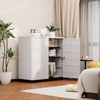 Outdoor/Indoor Storage Box,Resin and Plastic Storage Cabinet Waterproof,Outdoor Cabinet for Patio/Garden/Balcony/Backyard/All Room (with 2 Shelves)-White