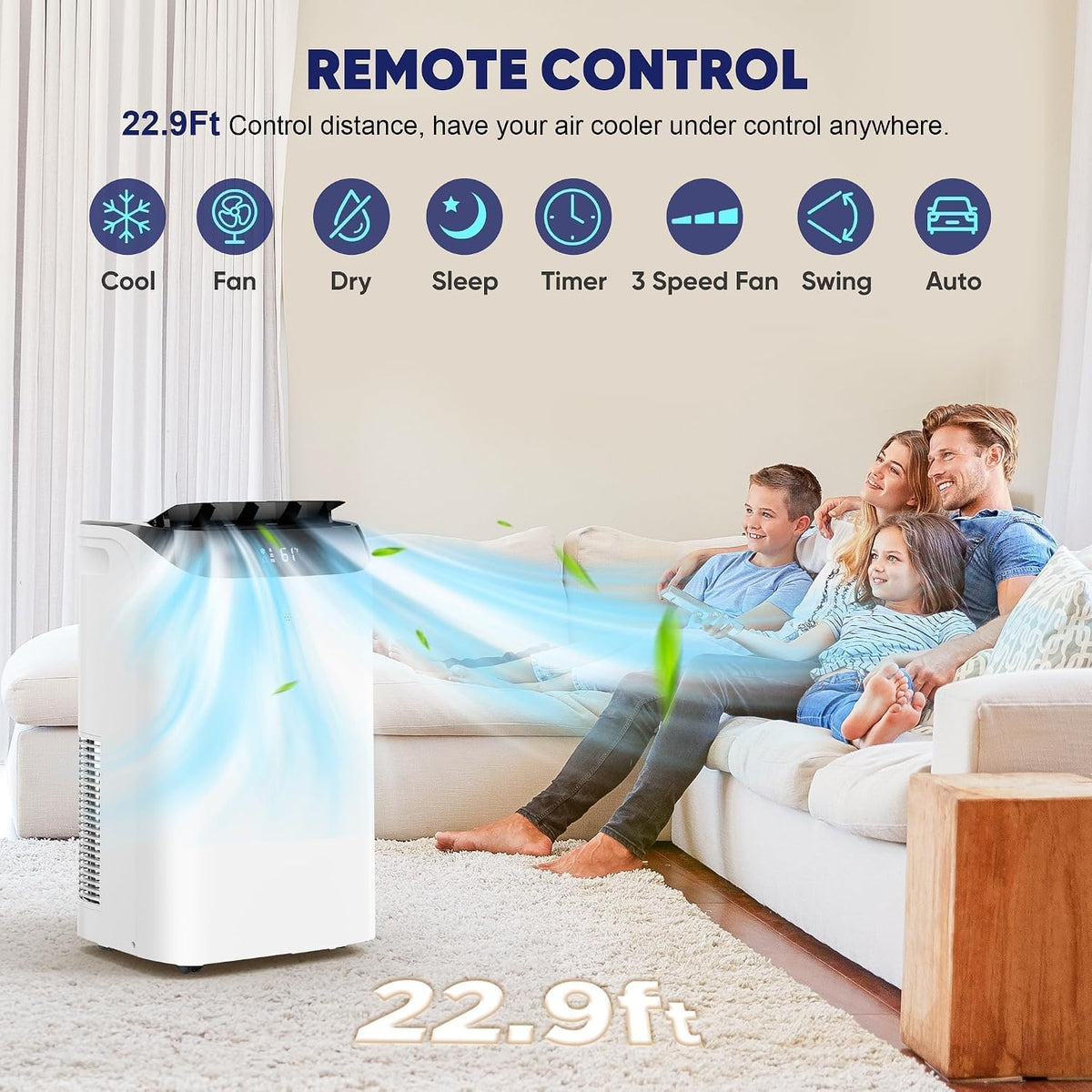 14000 btu portable air conditioners, cools up to, side view