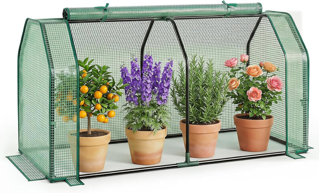 happygrill portable mini greenhouse with roll-up zipper door, main product view