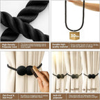 Hion Magnetic Curtain Tiebacks Black 2pcs, Curtain Tiebacks Buckles Holdbacks Holders Hooks Clip for Home Outdoor Bedroom Office Decorative Curtain