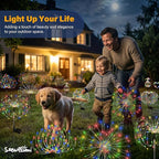 Solar Garden Lights Outdoor Decorative, 2pack 120 LED Firework Lights Waterproof，Solar Fairy Lights for Outside,Garden,Yard, Patio,Pathway,Flowerbed,Party(Multicolor)