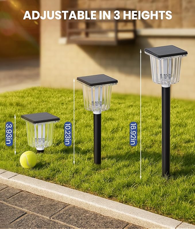 Super Bright Solar Powered Outdoor Lights 4 Pack,Adjustable Warm&Cool White,Waterproof IP65 Solar Garden Decorations Landscape Lighting Outside for Front Yard/Patio/Walkway/Driveway/Lawn/Pathway Light