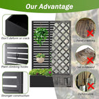 Metal Raised Garden Bed with Trellis,Planter Box for Climbing Plants, Vegetables & Vines, Features Drainage Holes and Privacy Screen.raised garden beds outdoor planters for porch (White, 71"x35"x16")