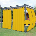 Easy-Going Outdoor Patio Curtains Detachable Tab Top Windproof Weatherproof Curtain for Cabana, Porch, Pergola and Gazebo, Tab Bottom Drape, 2 Panels, 54W x 96L inch, Yellow