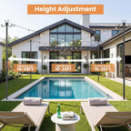 2 Pack String Light Poles for Outside, 10 FT Heavy Duty Metal Festoon Poles with 4-Prong Ground Stake, Adjustable Height Light Stand for Backyard Garden Patio Wedding Party
