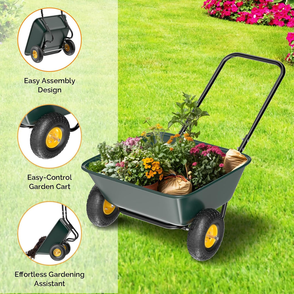 vingli 2 wheel wheelbarrow, plastic and steel wheel, close-up detail