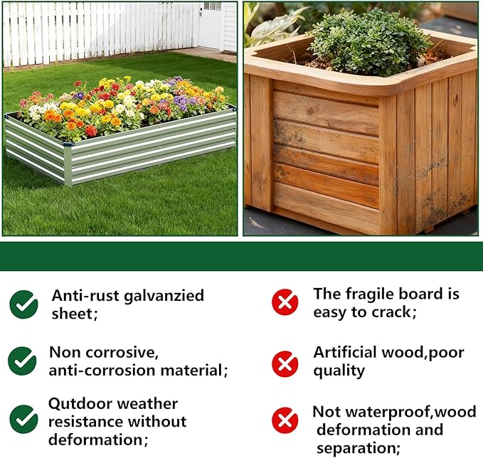 Vengarus 2 Pack 9x3x1FT Galvanized Raised Garden Bed Kit, Outdoor Metal Planter Box for Vegetables, Rectangular Steel Container, Easy Assembly (Silver)