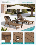 SERWALL Outdoor Coffee Table with 1.69" Umbrella Hole, HDPE Patio Coffee Table for Outside, Rectangle, Brown
