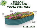 Plant & Plot Galvanized Raised Garden Beds Outdoor // 6×3×1 ft Planter Raised Beds for Gardening, Vegetables, Flowers // Large Metal Garden Box // Patented Tool-Free Design (Turquoise)