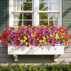 Alupssuc 24 Bundles Artificial Flowers for Outdoors Decoration, UV Resistant Silk Faux Daisy Flora Spring Fake Plastic Plants Greenery for Outside Indoor Yard Home Porch Window Box Decor, Mix 4 Colors
