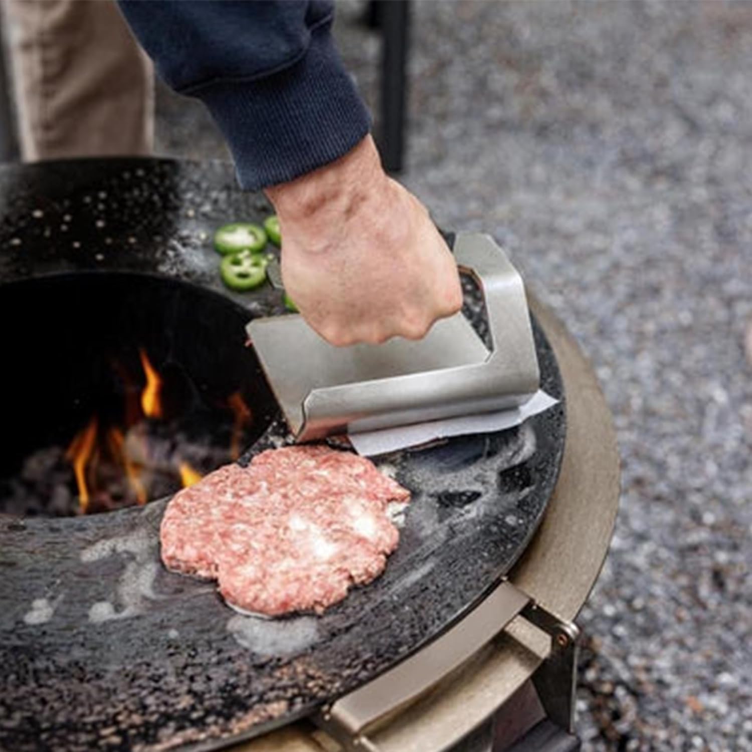 Breeo Griddle Press 2.6 lbs - Heavy-Duty Stainless Steel Smash Burger Press | For smash burgers, patty, steak & sandwiches, flat top grill & griddle accessories, USA made
