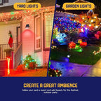 Kyosho Color Changing Solar Outdoor Lights, 9 Lighting Modes Halloween Christmas Lights, Waterproof RGBW Multicolor Solar Spotlight for Tree Pool Garden, 4 Pack
