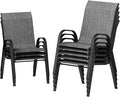 UDPATIO Patio Chairs Set of 8, Stackable Outdoor Dining Chairs with High Back, Breathable Textilene Fabric Outdoor Chair All Weather, 350LBS Capacity for Garden, Backyard (Dark Grey)