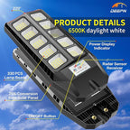 Deepn Solar Lights Outdoor, IP66 Waterproof Street Lights Outdoor, 6500K Dusk to Dawn Solar Security Flood Lights Motion Sensor with Remote Control for Yard, Entryway Garage, Porch 2 Pack