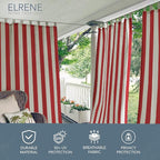 Elrene Home Fashions Highland Stripe Indoor/Outdoor Curtain Panel, 50 inches X 95 inches, Red