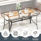 TLSUNNY 7 Pieces Patio Dining Set, Outdoor Table and Chairs W/1.69″ Umbrella Hole, 30"X 55" Table and Stackable Textilene Chair, All Weather Patio Furniture Set (Umbrella not Included) (Brown)