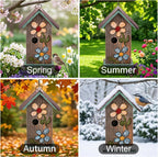 Topadorn Hanging Bird House for Outside, 11" Hand-Painted Wooden Birdhouse | Floral Design, Rustic Outdoor Bird House for Bluebird, Finch, Cardinal & Wren, Garden Patio Yard Decor