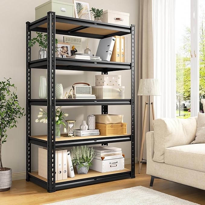 REIBII Storage Shelves 2020LBS Garage Shelving Heavy Duty Metal Shelving 5 Tier Metal Shelf for Garage Pantry Closet Kitchen Basement 28" W x 12" D x 59.8" H, 4 Pack
