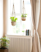 Dahey Macrame Plant Hanger Indoor Outdoor Hanging Planter Basket Large for up to 12" Pot Handmade Woven Cotton Rope Flower Pots Holder for Boho Home Decor, 43 Inch, Set of 2, Brown