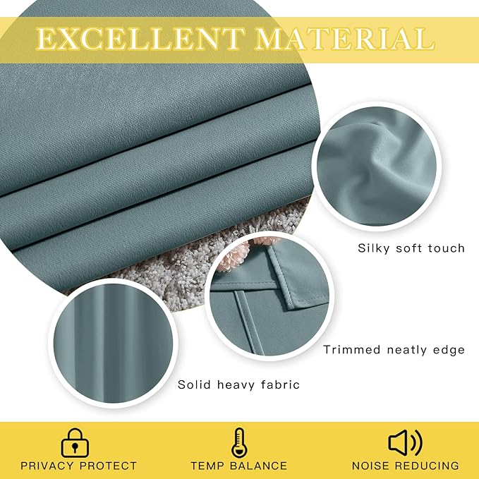NICETOWN Blackout Curtain for Sliding Door, Patio Door Curtains, Grommet Thermal Insulated Room Divider Curtain Drape for Living Room/Bedroom (Greyish Blue, W80 x L84, 1 Panel)