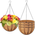 Hanging Baskets Planter for Plants - 4 Pack 14 Inch Metal Baskets with Coco Coir Liner, Hanging Flower Pots for Outside with Chain, Indoor Outdoor Garden Porch Decoration (14'' Pack of 4)
