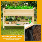 giantex raised garden bed on wheels, wood planter showing dimensions