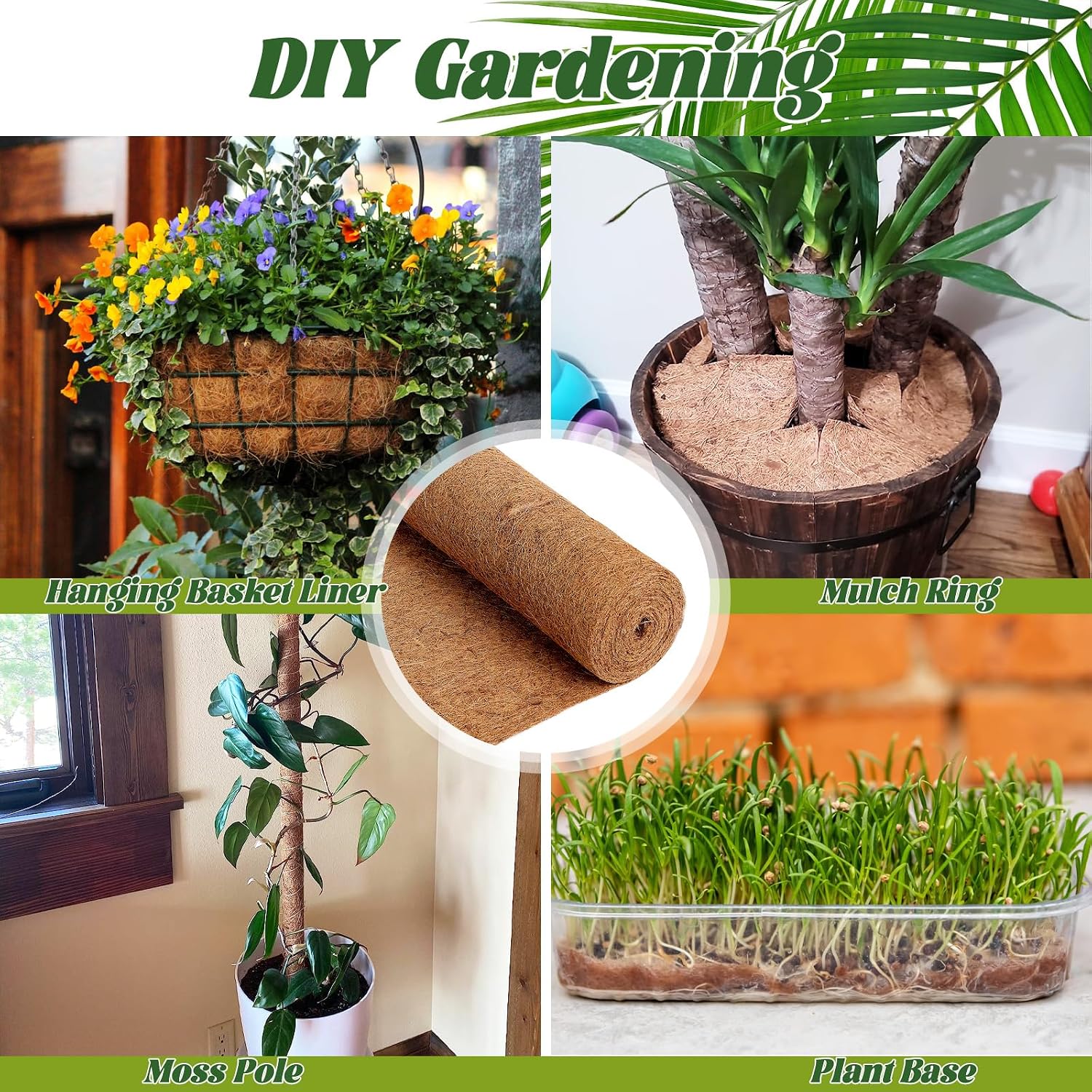 2 Rolls Coconut Fiber Liners for Planters 16x118 Natural Coco Coir Roll | Coco Fiber Pad for Hanging Flower Planters Baskets DIY Moss Pole Garden Decoration, Animal pet pad, Reptile Carpet, Snow Mat