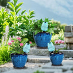 Ceramic Pots for Plant with Self Watering Globes, 8 inch Planters for Indoor Plants with Saucer, Glaze Flower Pots Outdoor with Drainage Holes, Decorative Garden Pots