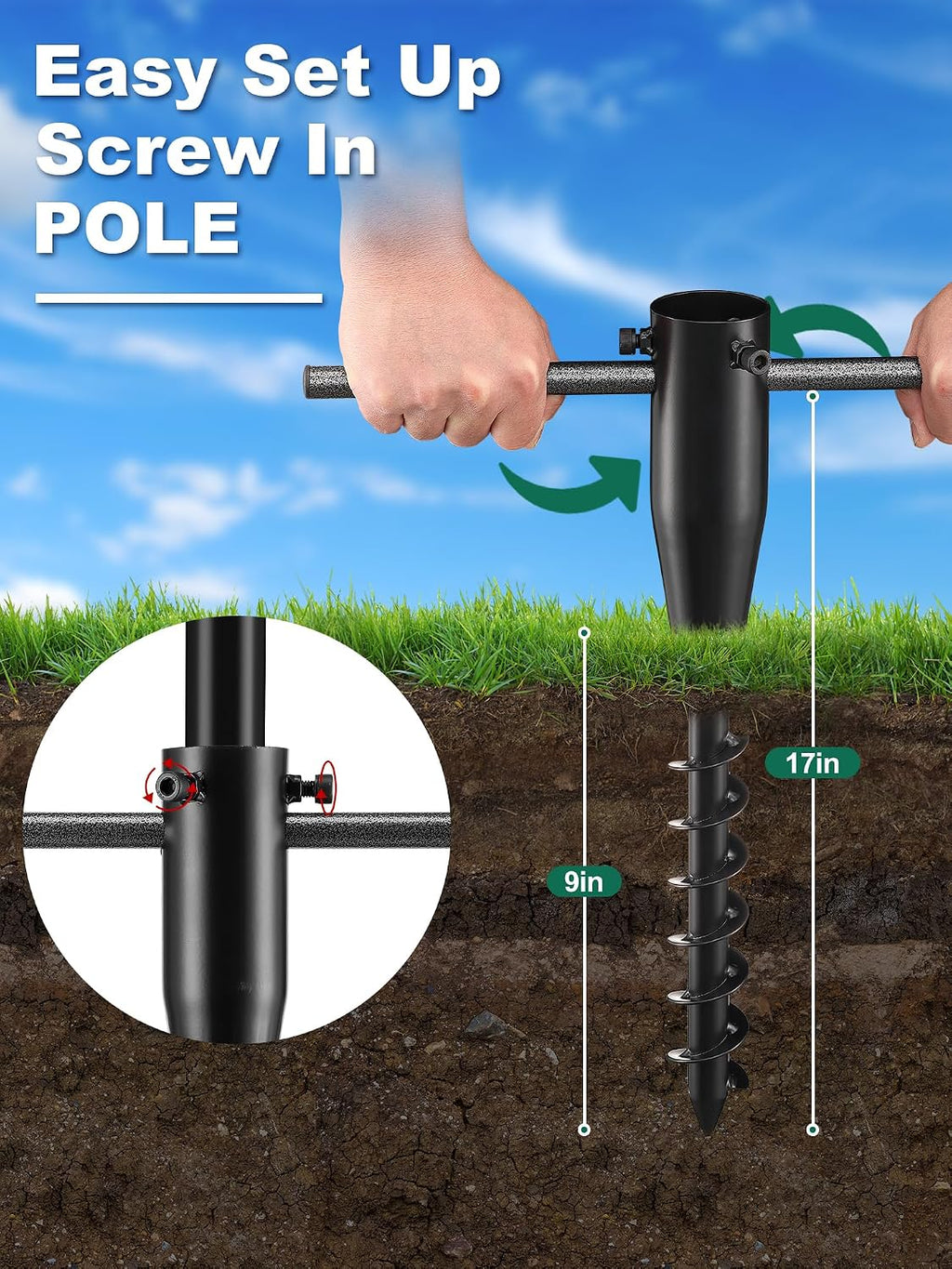 String Light Poles for Outside, 11 Feet Lights Poles with Mount Anchor, 2 PCS Outdoor Lighting Poles Hanging Backyard Garden Party Wedding Decorations, Heavy Duty Metal Stand Posts for Bistro, No Rust