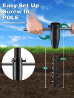 String Light Poles for Outside, 11 Feet Lights Poles with Mount Anchor, 2 PCS Outdoor Lighting Poles Hanging Backyard Garden Party Wedding Decorations, Heavy Duty Metal Stand Posts for Bistro, No Rust