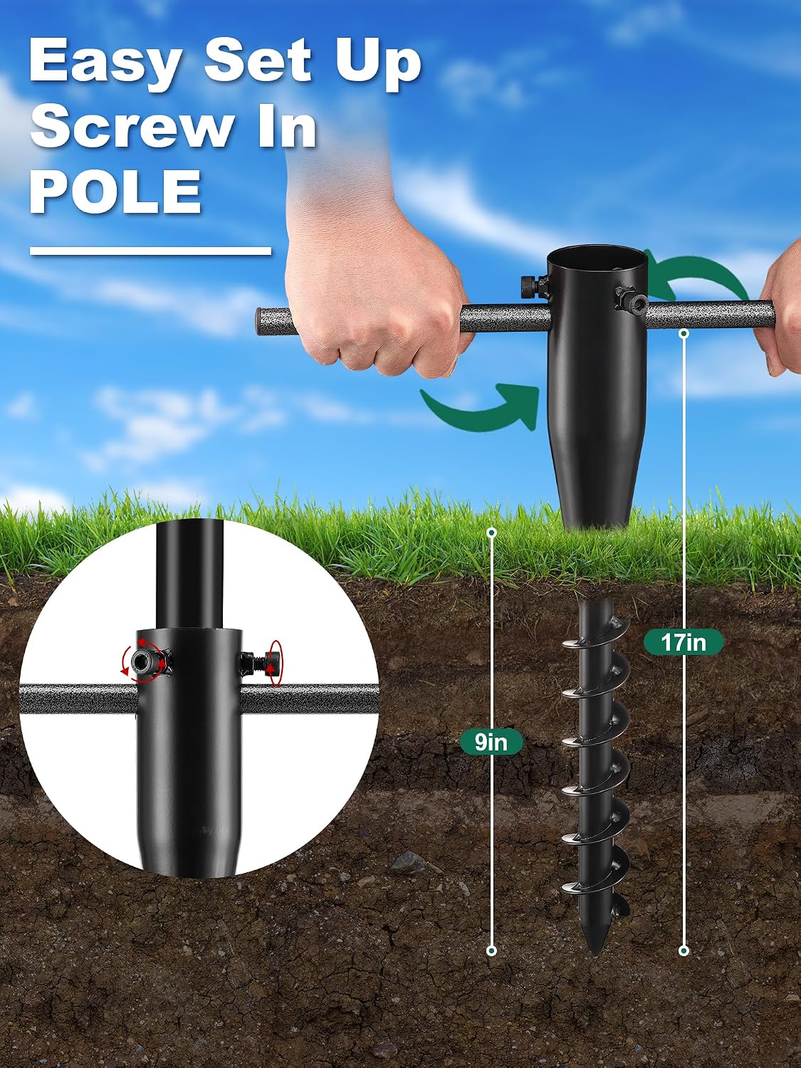 String Light Poles for Outside, 11 Feet Lights Poles with Mount Anchor, 2 PCS Outdoor Lighting Poles Hanging Backyard Garden Party Wedding Decorations, Heavy Duty Metal Stand Posts for Bistro, No Rust