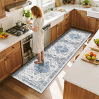 Ileading Washable Hallway Runner Rugs, 2x8 Non Slip Runners Area Rug for Entryway Kitchen Bathroom Bedroom Laundry Living Room, Long Narrow Low-Pile Floor Carpet Boho Vintage Throw Mat for Kids Room