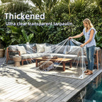 clear tarp with grommets, heavy duty waterproof transparent showing dimensions