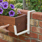 Window Box Brackets, Adjustable Planter Box Brackets, Heavy Duty Iron Flower Box Brackets for Railings, with Enhanced Bottom Support - Perfect for Balconies, Fences, and Gardens (White, 4 Pack)