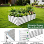 A ANLEOLIFE Set of 12, 18 Inch Tall Raised Garden Beds Kit, Rectangular & L-Shaped Combo Metal Planters – Ideal for Backyard DIY Creative Layouts, Antique White