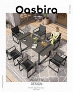 Outdoor Dining Set, HDPS + Aluminum Patio Table and Chairs Set with U-Shaped Base, 7 Piece Outdoor Furniture Set with Umbrella Hole, Patio Dining Table Set for Garden, Backyard (Charcoal)